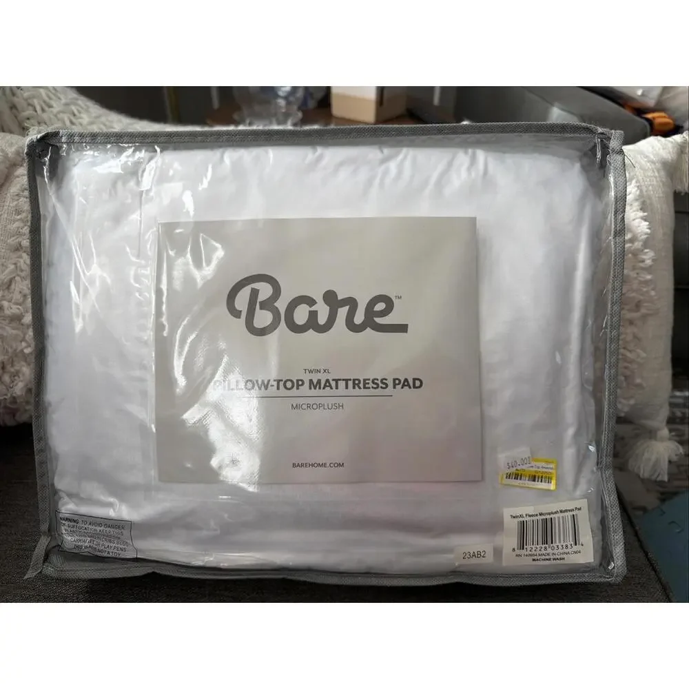 Bare Home Twin XL Pillow-Top Mattress Pad Microplush Fleece 812228033834